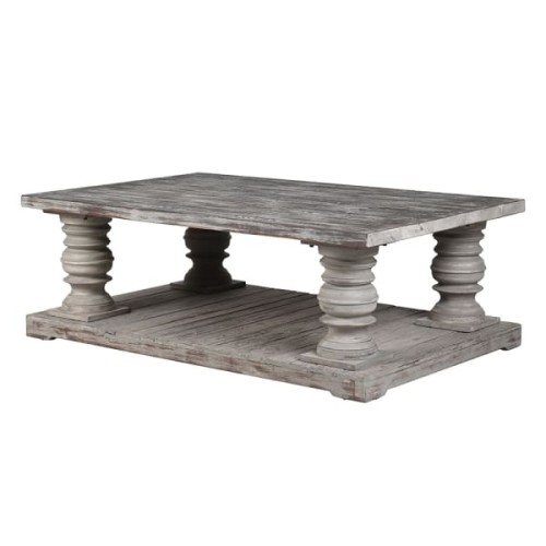 Grey Pine Coffee Table 140 cm – Distressed Pine Wood Coffee Table
