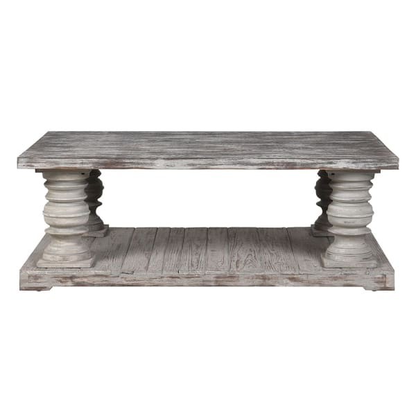 Grey Pine Coffee Table 140 cm – Distressed Pine Wood Coffee Table