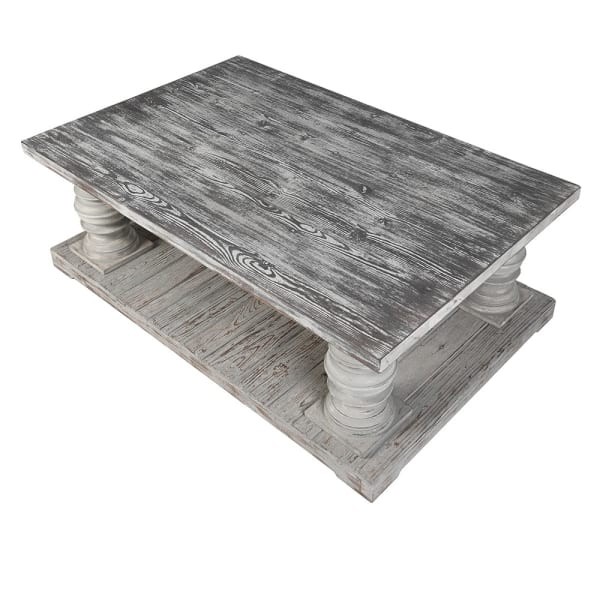 Grey Pine Coffee Table 140 cm – Distressed Pine Wood Coffee Table
