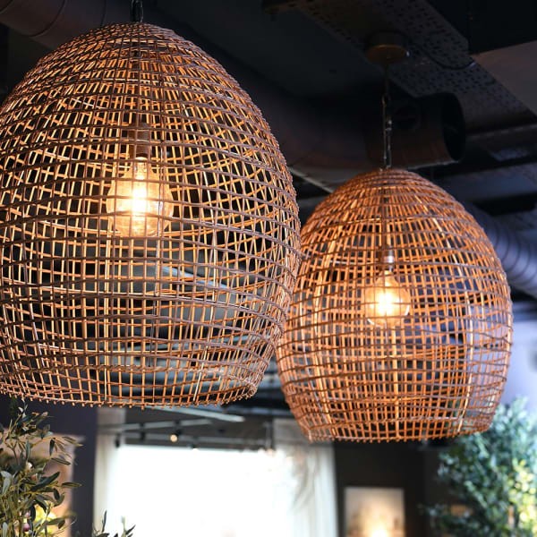 Lampa sufitowa Rattan - lampa boho 68x62 cm średnicy naturalny rattan i żelazo