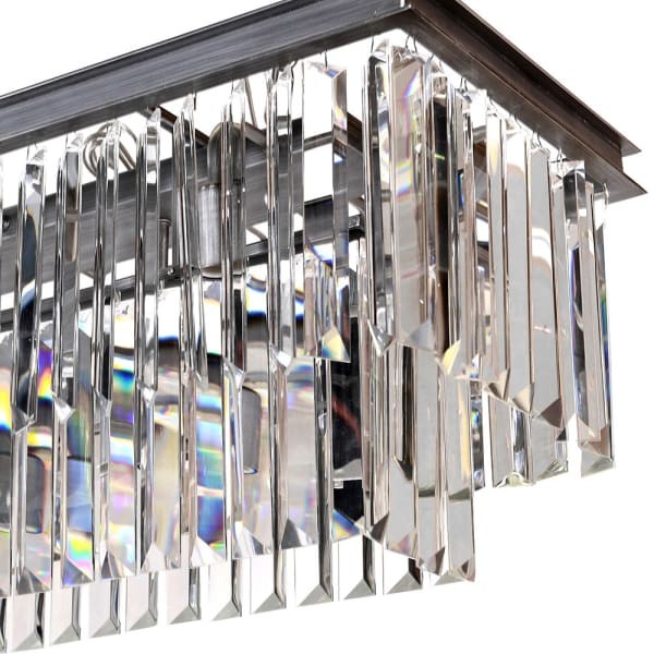 Large silver crystal-effect glass chandelier