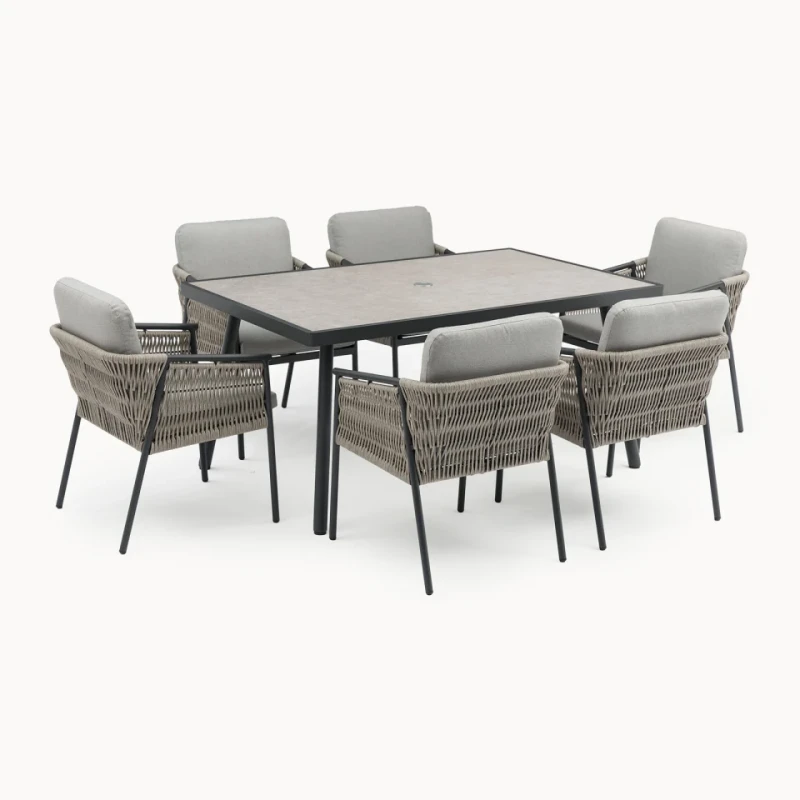 Esher Outdoor Dining Set – Six Chairs and Rectangular Table