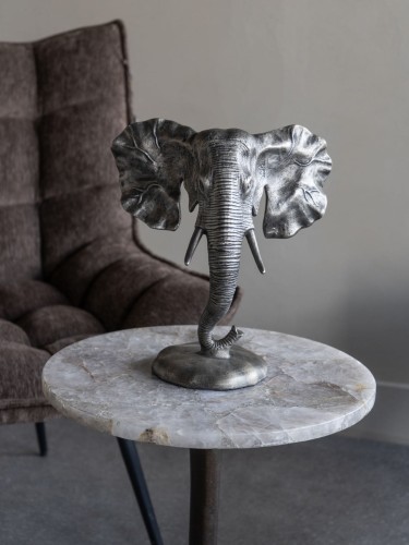 Elephant Sculpture 31.5 cm – Antique Gold Aluminium Ornament for Living Room