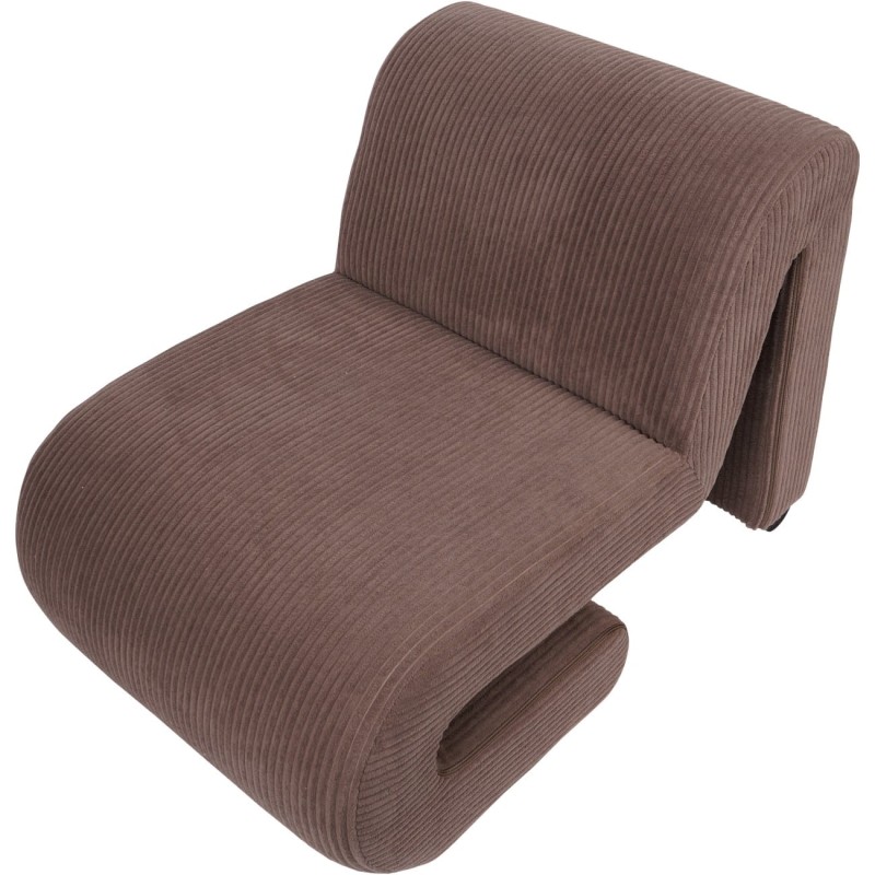 Brown upholstered chair with distinctive open sections