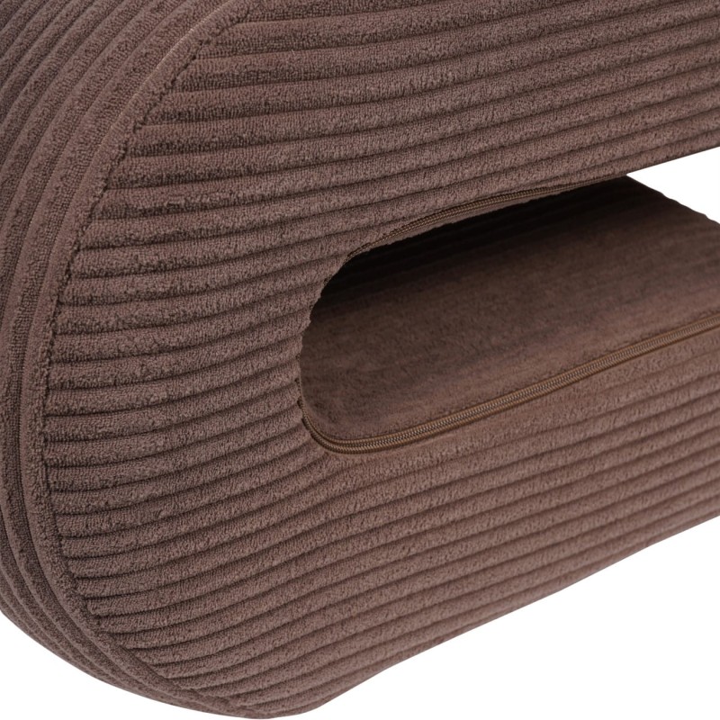 Low brown lounge chair with rounded organic curves