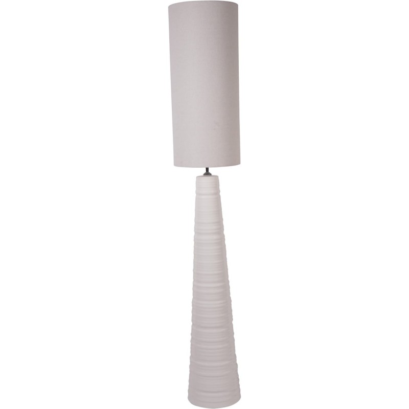 Tall white floor lamp with a linen shade