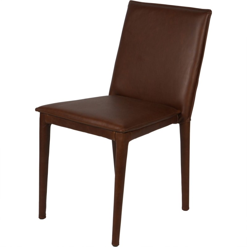 Brompton Brown Genuine Leather Dining Chair – Fully Upholstered, 85 cm