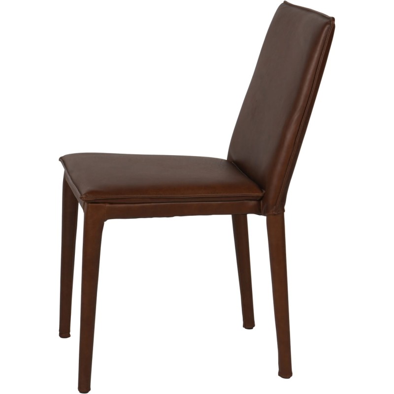 Brompton Brown Genuine Leather Dining Chair – Fully Upholstered, 85 cm