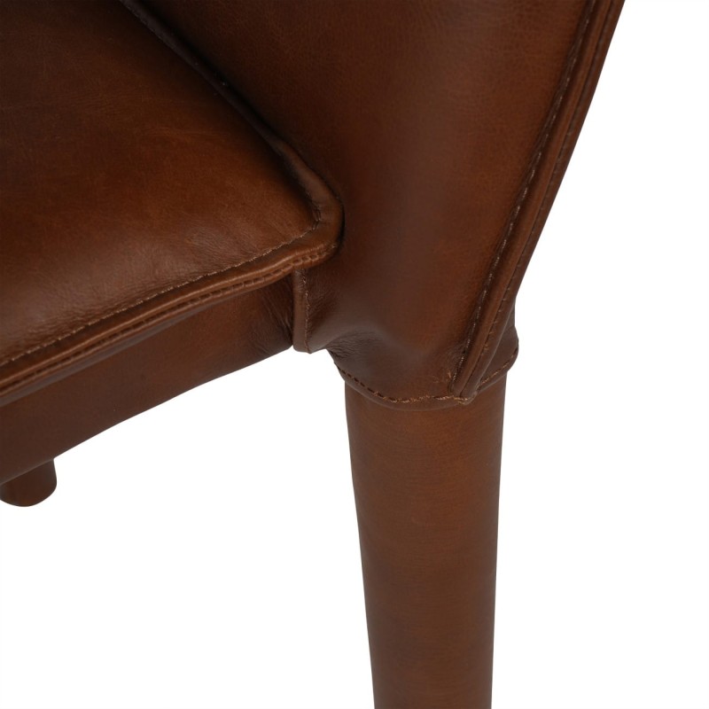 Brompton Brown Genuine Leather Dining Chair – Fully Upholstered, 85 cm