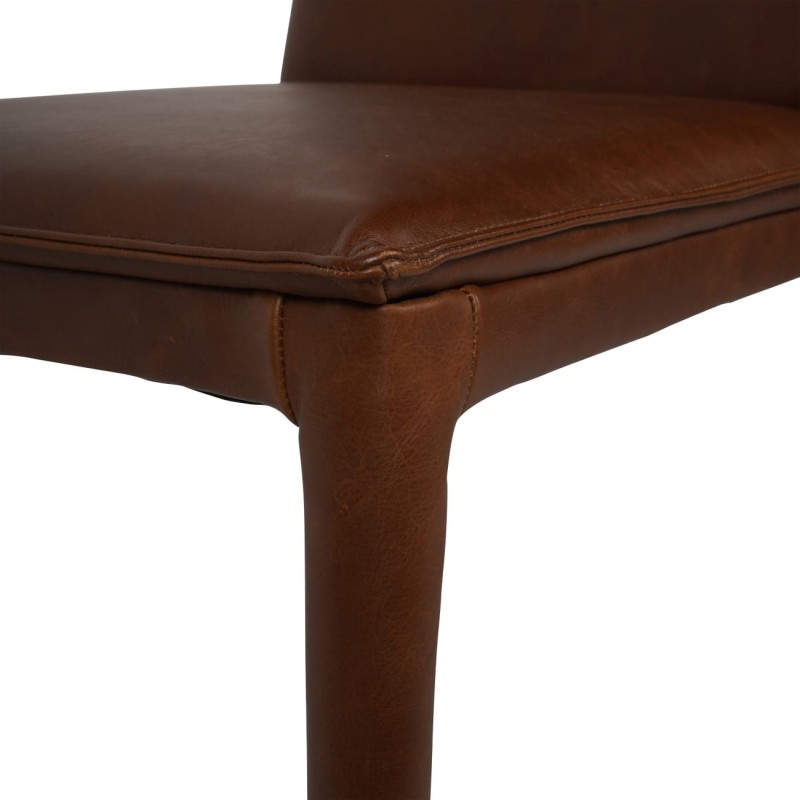 Brompton Brown Genuine Leather Dining Chair – Fully Upholstered, 85 cm