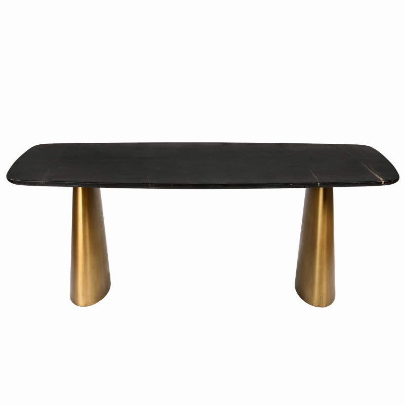 Natural black marble tabletop with subtle veining