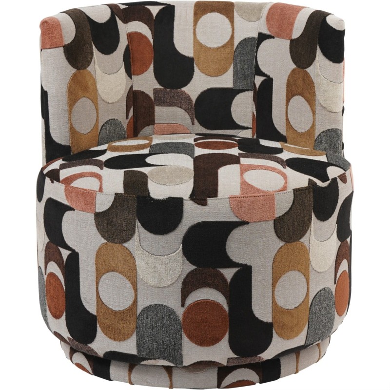 Portico patterned velvet swivel chair with geometric upholstery