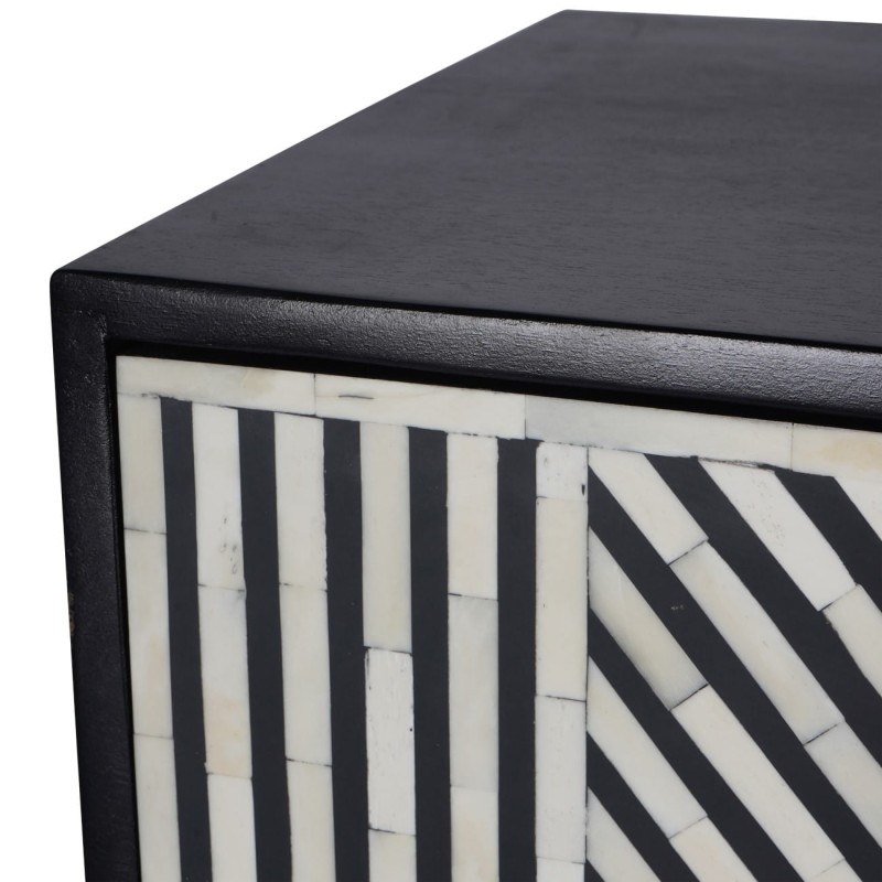 Belize II Inlaid Bar Cabinet 140 cm – Geometric Pattern on Brass Base