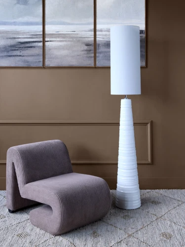 Bremner White Ceramic Floor Lamp 180 cm – White Linen Shade