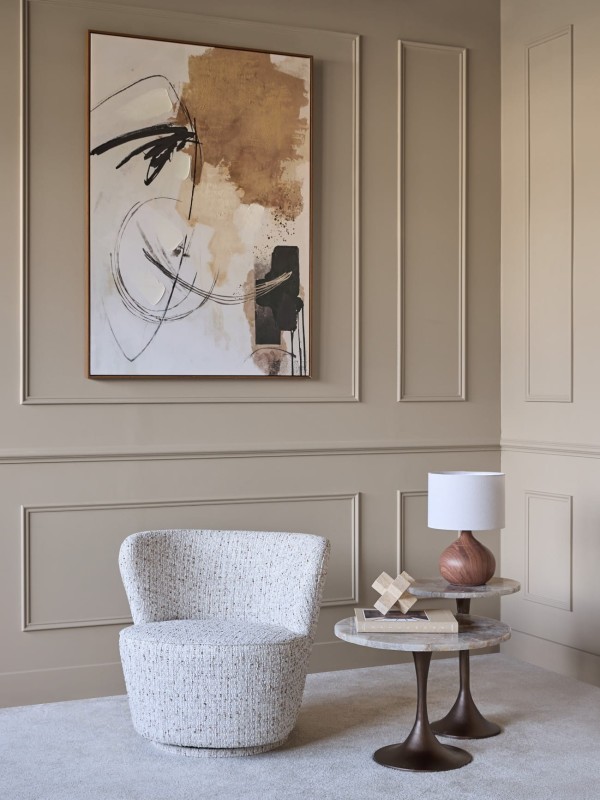 Greenwich Natural Swivel Armchair – Cream Velvet Upholstered Chair