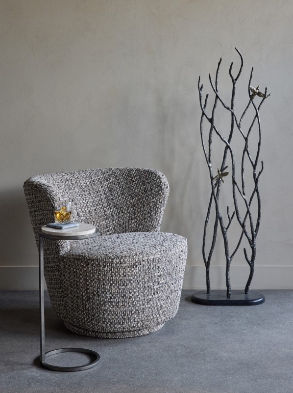 Greenwich Mocha Swivel Armchair – Brown Velvet Armchair