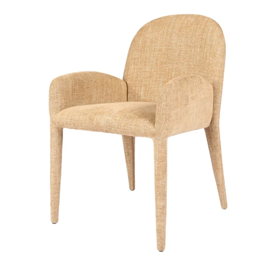 Uno Wheat Upholstered Dining Chair in Light Beige with Armrests