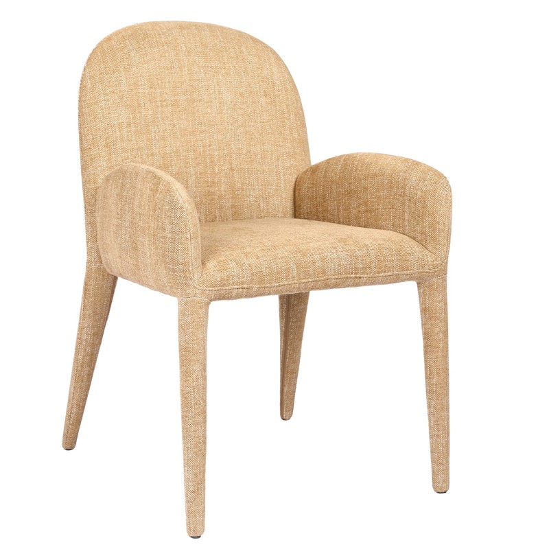 Light wheat dining chair with upholstered armrests