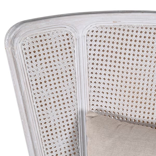 Camden Rattan Armchair 106 cm – Light Armchair with Vienna Cane Back and Linen Seat