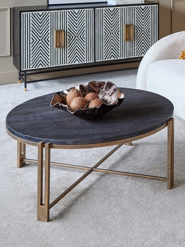 Knightsbridge round coffee table in dark mango wood