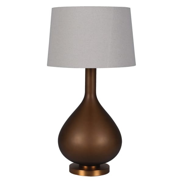 Hazel 76cm brown glass table lamp with 100% linen shade