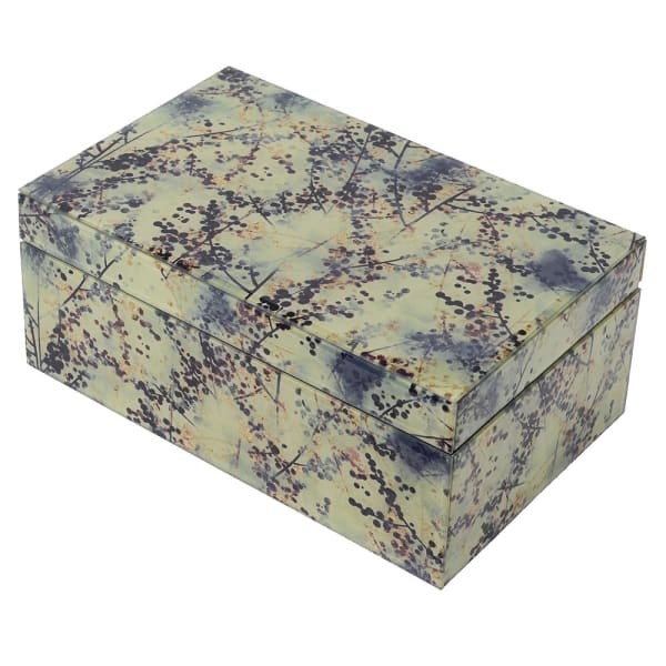 Set of two green decorative jewellery boxes in glass and MDF