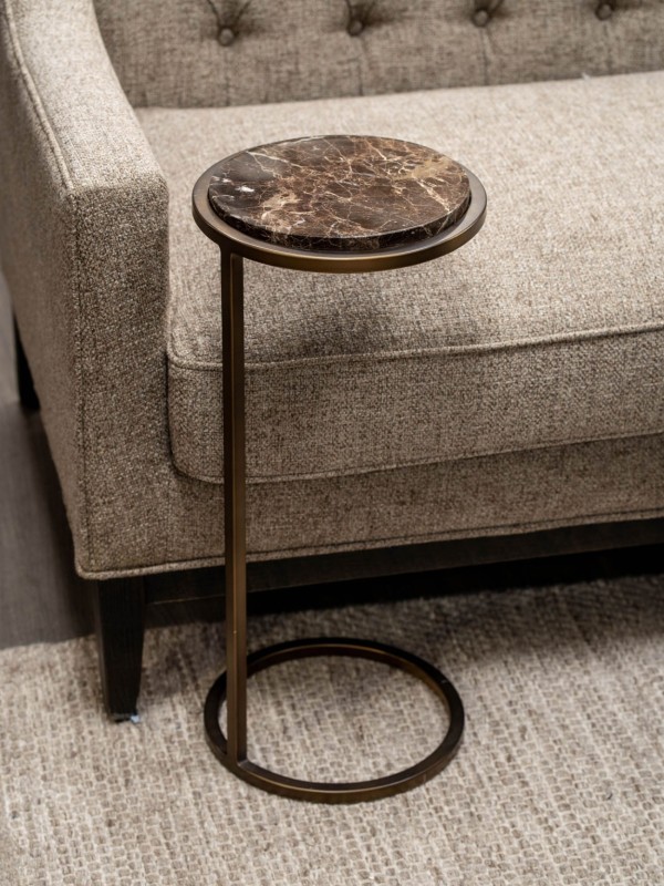 Belgrave Brown Marble Side Table 59 cm – Brown Emperador Marble