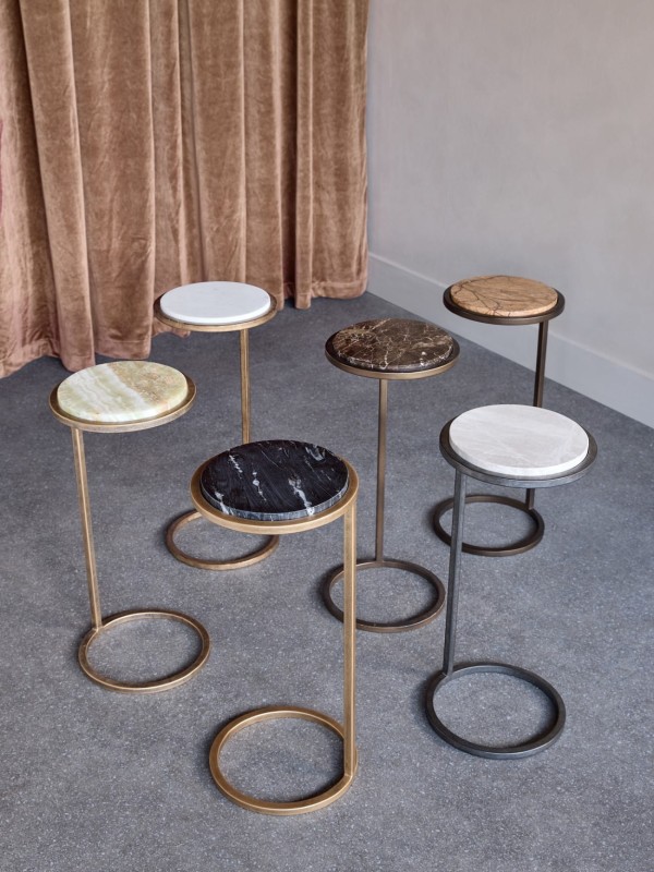 Belgrave Brown Marble Side Table 59 cm – Brown Emperador Marble