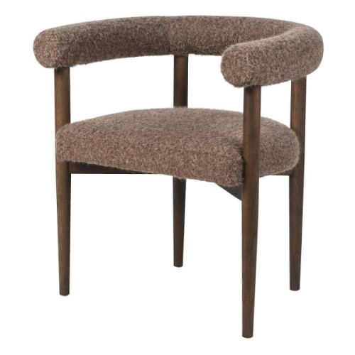 Pimlico Brown Upholstered Dining Armchair with Ash Wood Frame