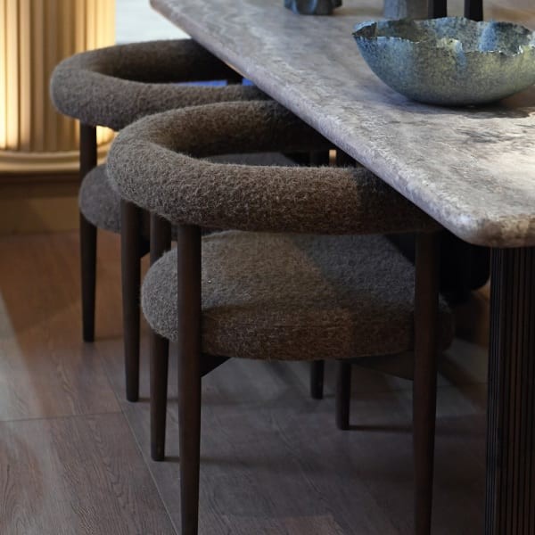 Pimlico Brown Upholstered Dining Armchair with Ash Wood Frame