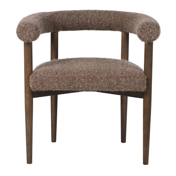 Pimlico Brown Upholstered Dining Armchair with Ash Wood Frame