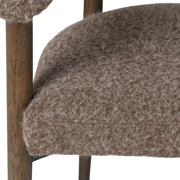 Pimlico Brown Upholstered Dining Armchair with Ash Wood Frame