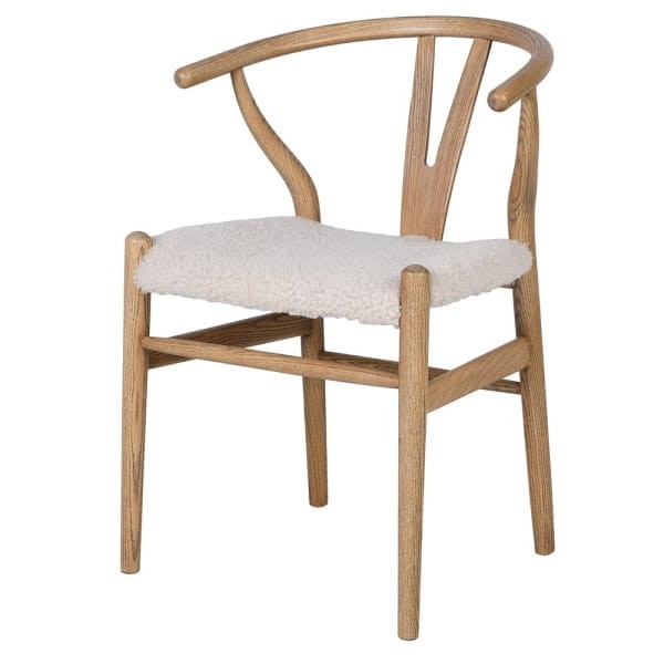Linton Sheep wishbone dining chair in ash with a wool seat