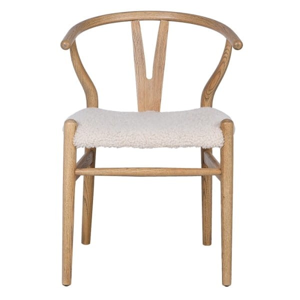 Linton Sheep wishbone dining chair in ash with a wool seat