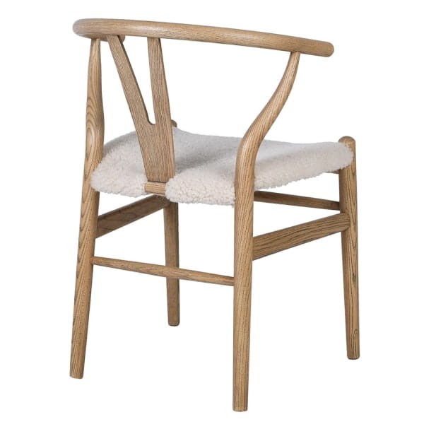 Pale ash Linton dining chair with a wishbone backrest