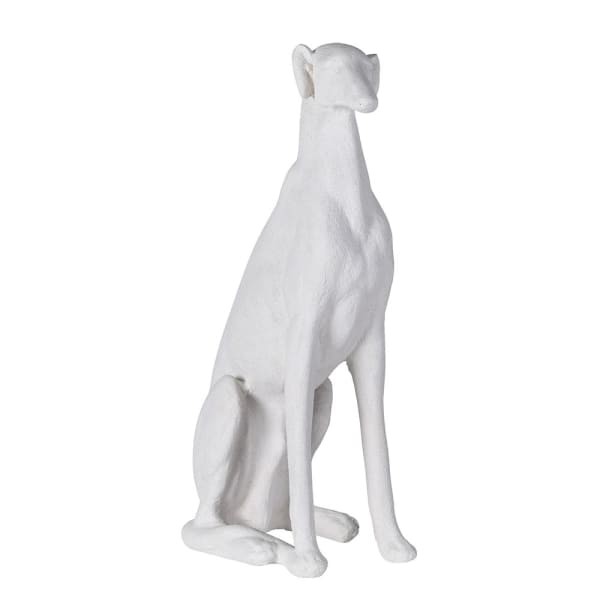 White Greyhound Sculpture – 77 cm Seated Dog Polyresin Statue