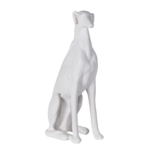 White Greyhound Sculpture 77cm – sitting dog statue