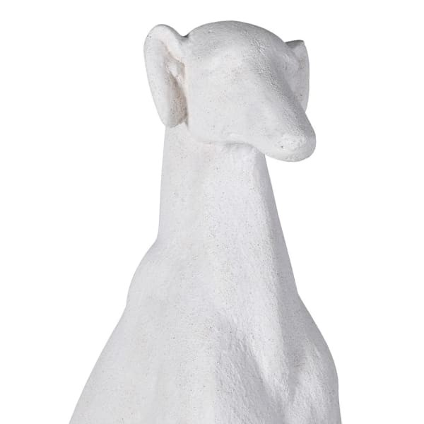 Large white greyhound statue made from polyresin