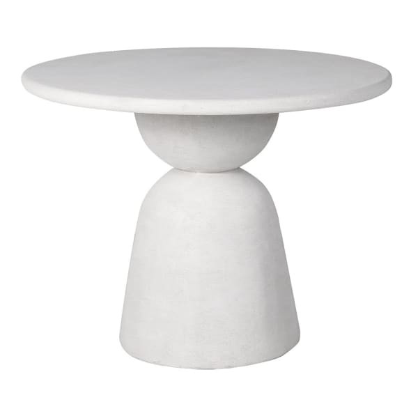 Stone White Round Dining Table – 100 cm Pedestal Table in Polyresin