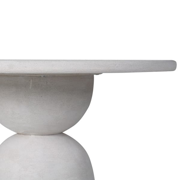 Stone White Round Dining Table – 100 cm Pedestal Table in Polyresin
