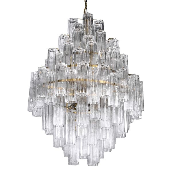 Portobello Large 110 cm Chandelier with Clear Glass Tubes and Gold Frame