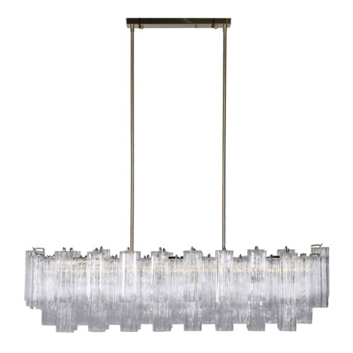 Portobello Rectangular 132 cm Chandelier with Glass Panels and Gold Frame