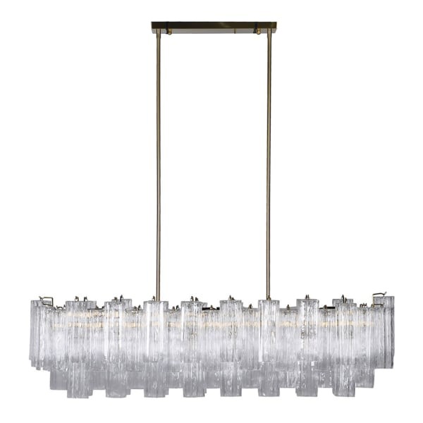 Portobello Rectangular 132 cm Chandelier with Glass Panels and Gold Frame