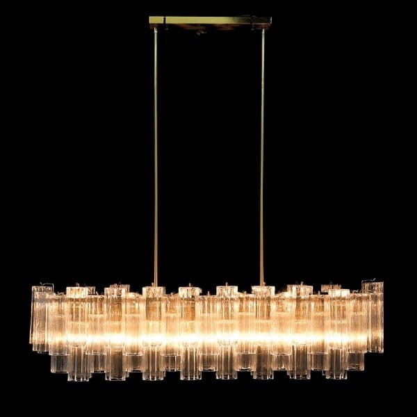 Portobello Rectangular 132 cm Chandelier with Glass Panels and Gold Frame