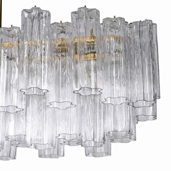Portobello Rectangular 132 cm Chandelier with Glass Panels and Gold Frame