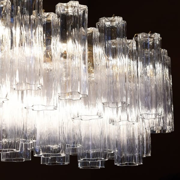 Portobello Rectangular 132 cm Chandelier with Glass Panels and Gold Frame
