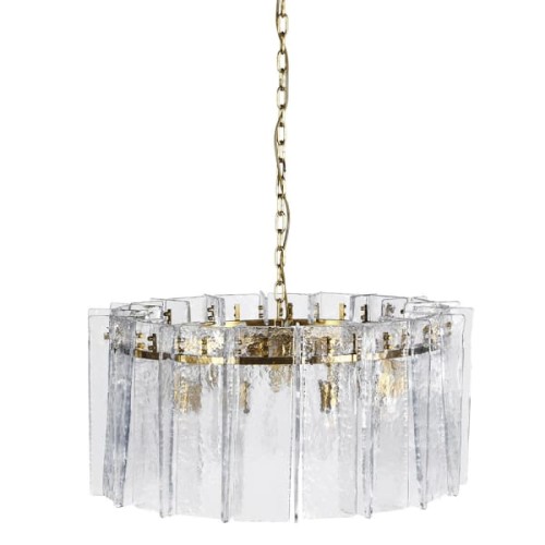 Portobello 90 cm Ceiling Light with Clear Glass Panels and Gold Frame