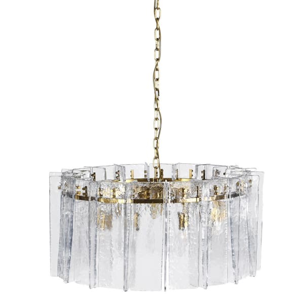Portobello 90 cm Ceiling Light with Clear Glass Panels and Gold Frame