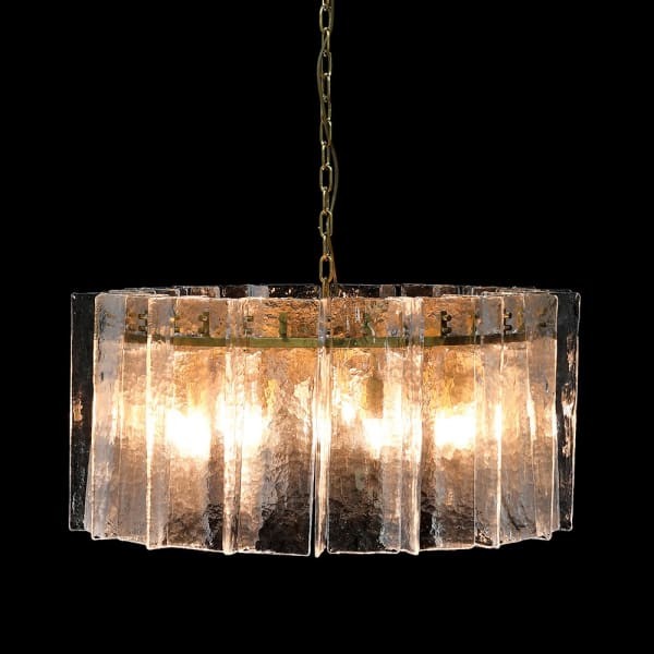 Portobello 90 cm Ceiling Light with Clear Glass Panels and Gold Frame
