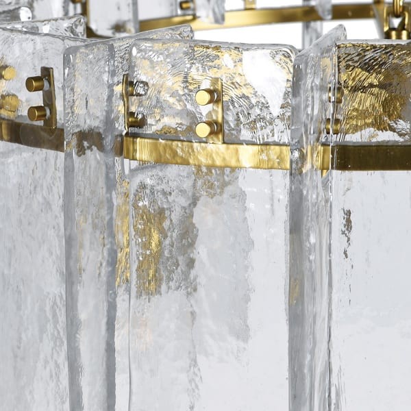 Portobello 90 cm Ceiling Light with Clear Glass Panels and Gold Frame